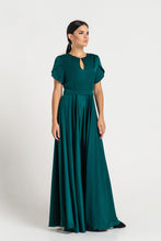 Load image into Gallery viewer, Green long keyhole fit and flare dress