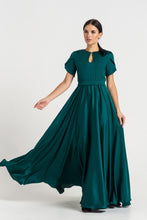 Load image into Gallery viewer, Green long keyhole fit and flare dress