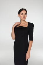 Load image into Gallery viewer, Black midi pencil dress