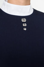 Load image into Gallery viewer, Blue empire waist dress with white collar