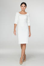 Load image into Gallery viewer, White jacquard pencil dress