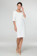 Load image into Gallery viewer, White jacquard pencil dress