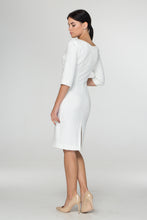Load image into Gallery viewer, White jacquard pencil dress