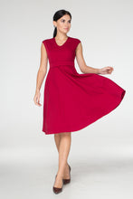 Load image into Gallery viewer, Red midi fit and flare dress