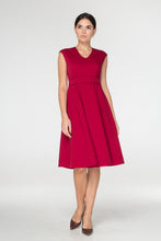Load image into Gallery viewer, Red midi fit and flare dress