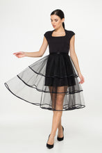 Load image into Gallery viewer, Black cocktail dress with removable tulle overskirt