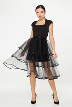 Load image into Gallery viewer, Black cocktail dress with removable tulle overskirt