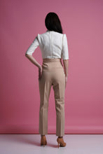 Load image into Gallery viewer, Mandarin collar keyhole white blouse