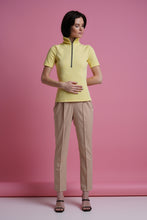 Load image into Gallery viewer, Yellow high neck zip ribbed tee