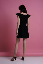 Load image into Gallery viewer, Draped black mini dress
