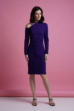Load image into Gallery viewer, Purple one shoulder midi dress