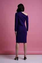 Load image into Gallery viewer, Purple one shoulder midi dress