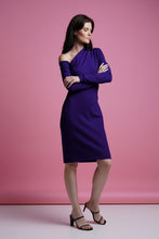 Load image into Gallery viewer, Purple one shoulder midi dress