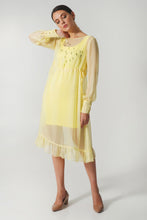 Load image into Gallery viewer, Yellow pencil dress with the see through overlay