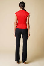 Load image into Gallery viewer, High neck cap sleeve red blouse