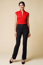 Load image into Gallery viewer, High neck cap sleeve red blouse