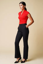 Load image into Gallery viewer, High neck cap sleeve red blouse
