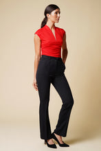 Load image into Gallery viewer, High neck cap sleeve red blouse