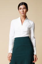 Load image into Gallery viewer, High neck long sleeve white blouse