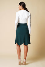 Load image into Gallery viewer, Green godet midi skirt