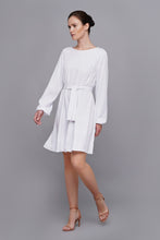 Load image into Gallery viewer, White long sleeve loose summer dress