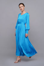 Load image into Gallery viewer, Blue long sleeve maxi dress