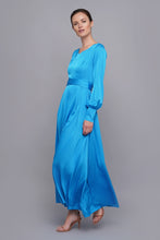 Load image into Gallery viewer, Blue long sleeve maxi dress