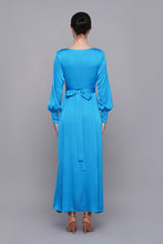 Load image into Gallery viewer, Blue long sleeve maxi dress