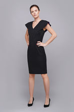 Load image into Gallery viewer, Black angel sleeve midi pencil dress