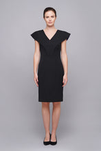 Load image into Gallery viewer, Black angel sleeve midi pencil dress