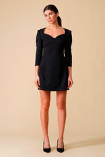 Load image into Gallery viewer, Black sweetheart neckline puffy sleeve dress