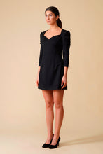 Load image into Gallery viewer, Black sweetheart neckline puffy sleeve dress