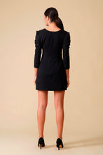 Load image into Gallery viewer, Black Puff-Sleeve Sweetheart Mini Dress