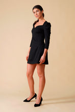 Load image into Gallery viewer, Black Puff-Sleeve Sweetheart Mini Dress