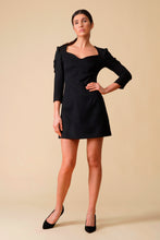 Load image into Gallery viewer, Black Puff-Sleeve Sweetheart Mini Dress