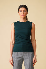 Load image into Gallery viewer, Dark green asymmetrical jersey fitted top