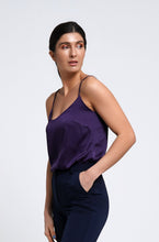 Load image into Gallery viewer, Purple satin camisole top