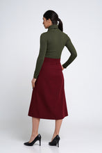 Load image into Gallery viewer, Burgundy midi skirt