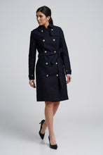 Load image into Gallery viewer, Black double breasted trench coat