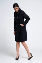 Load image into Gallery viewer, Black double breasted trench coat