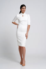 Load image into Gallery viewer, White high neck pencil dress