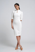 Load image into Gallery viewer, White high neck pencil dress