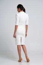 Load image into Gallery viewer, White high neck pencil dress