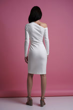 Load image into Gallery viewer, White one shoulder midi dress
