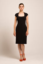 Load image into Gallery viewer, Square neck black pencil dress