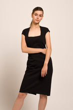 Load image into Gallery viewer, Square neck black pencil dress