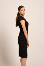 Load image into Gallery viewer, Square neck black pencil dress
