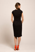 Load image into Gallery viewer, Square neck black pencil dress