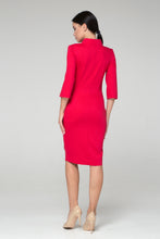 Load image into Gallery viewer, Red high neck midi pencil dress