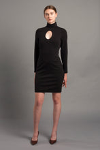 Load image into Gallery viewer, Black turtle neck oval cutout dress